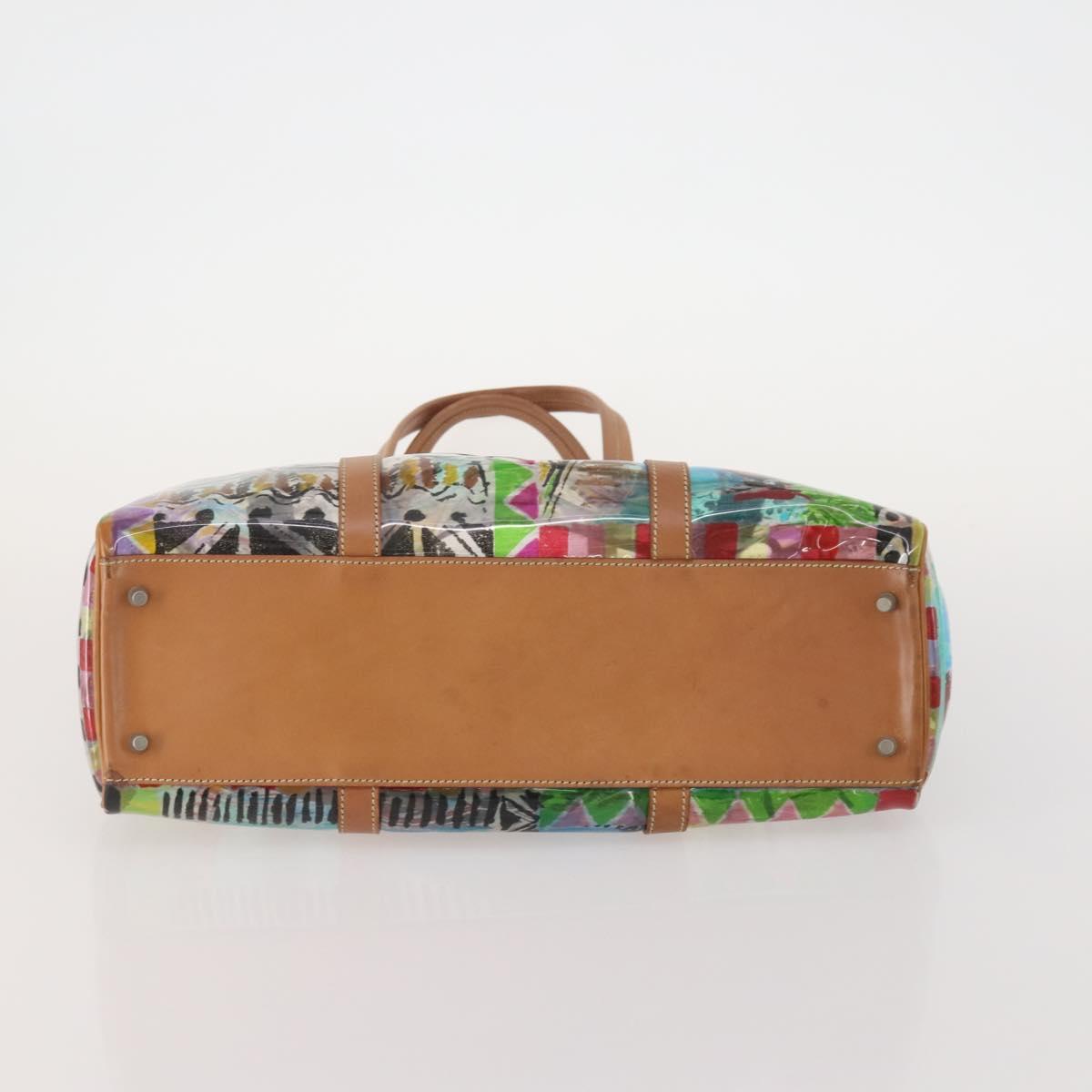 PRADA Hand Bag Vinyl Multicolor Silver Auth YKZ1299A