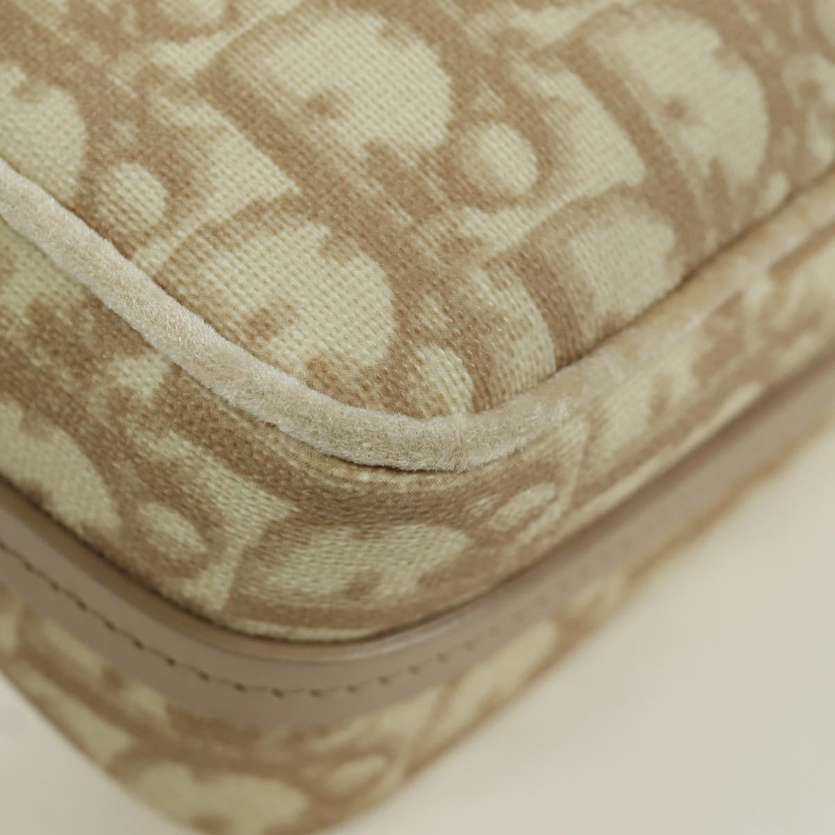 Christian Dior Trotter Canvas Girly Bag PVC Leather Beige Silver Auth YKZ130SAV