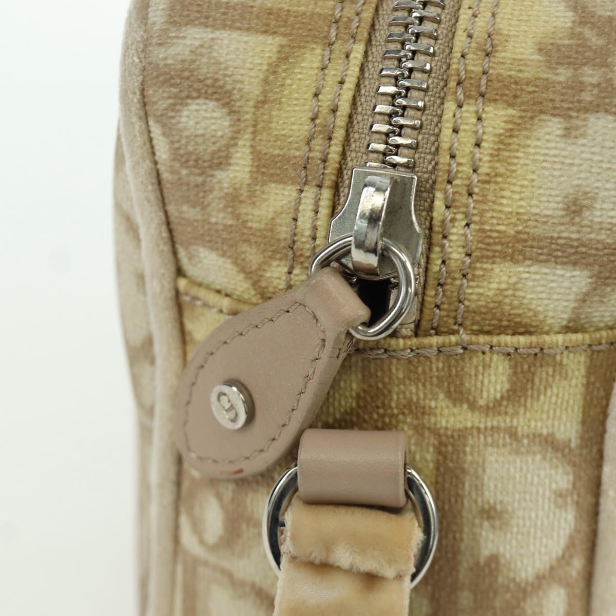 Christian Dior Trotter Canvas Girly Bag PVC Leather Beige Silver Auth YKZ130SAV