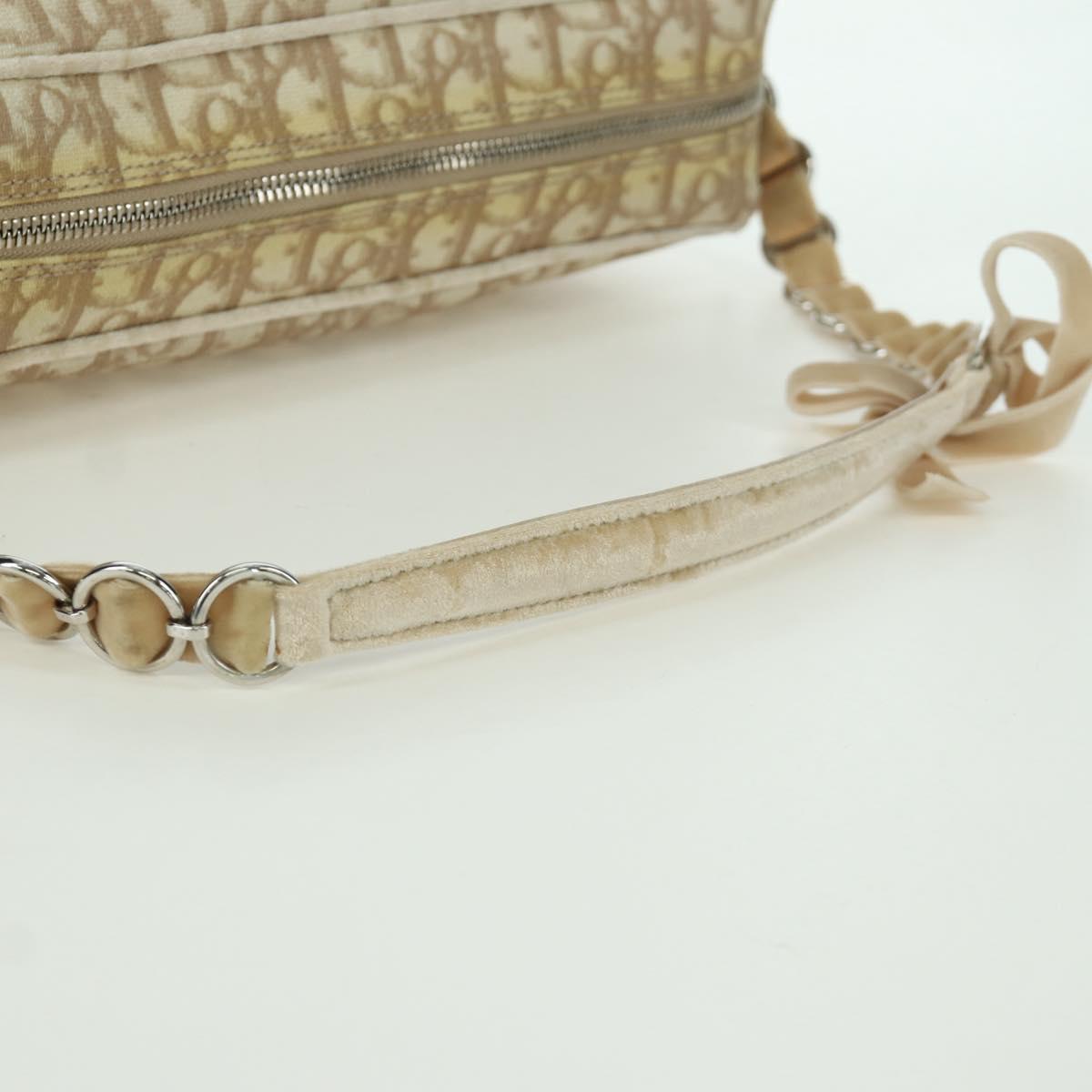 Christian Dior Trotter Canvas Girly Bag PVC Leather Beige Silver Auth YKZ130SAV