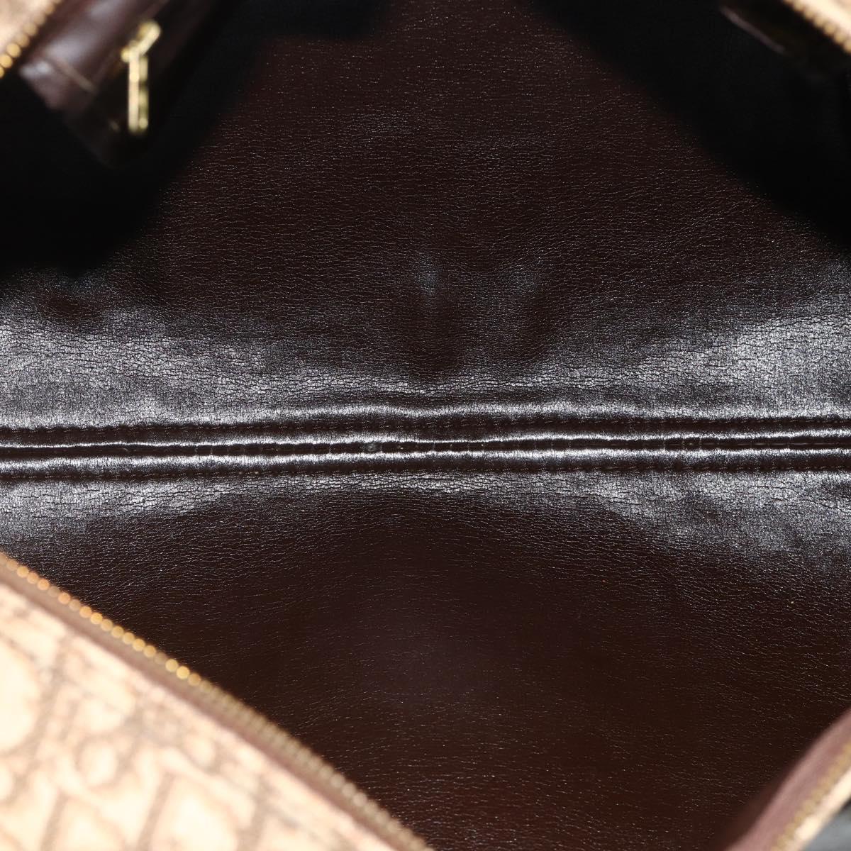 Christian Dior Trotter Canvas Boston Bag Beige Gold Auth YKZ1310