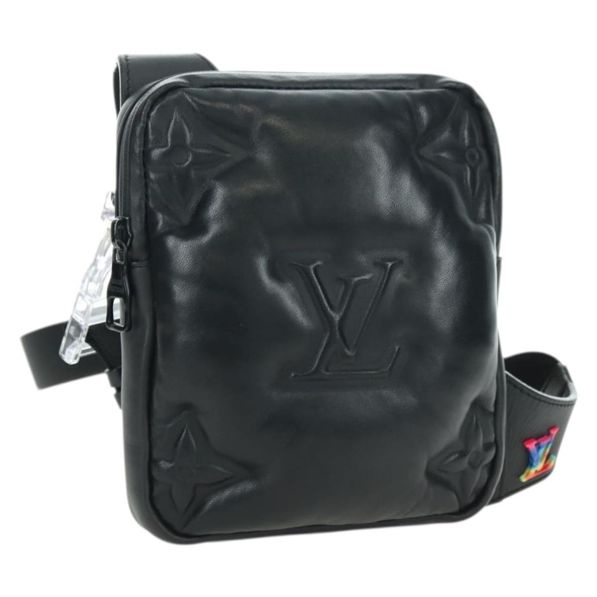 LOUIS VUITTON Asymmetric Sling Bag Lamb Skin Black M68773 LV Auth YKZ1318SAM