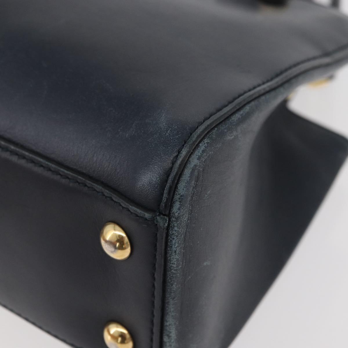 GUCCI Silvi Hand Bag Leather 2way Navy Gold 460381 Auth YKZ1323A