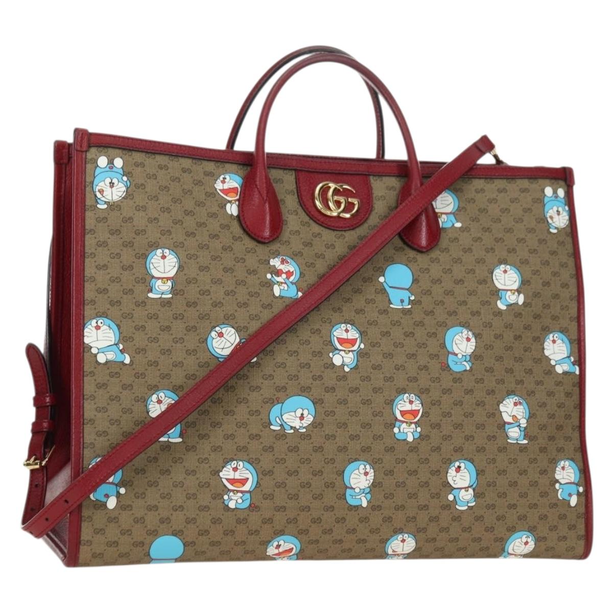 GUCCI GUCCI Ã Doraemon Micro GG Supreme Bag PVC 2way 653952 Auth YKZ1325SAM