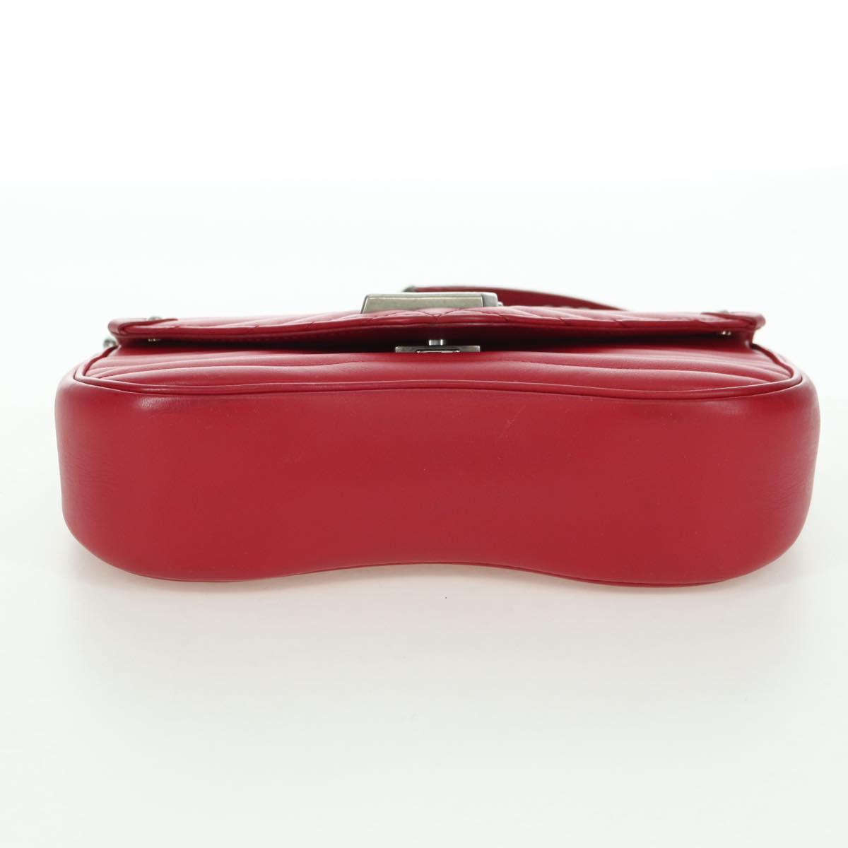 LOUIS VUITTON New Wave Chain Bag MM Leather 2way Red M51943 LV Auth YKZ1329A