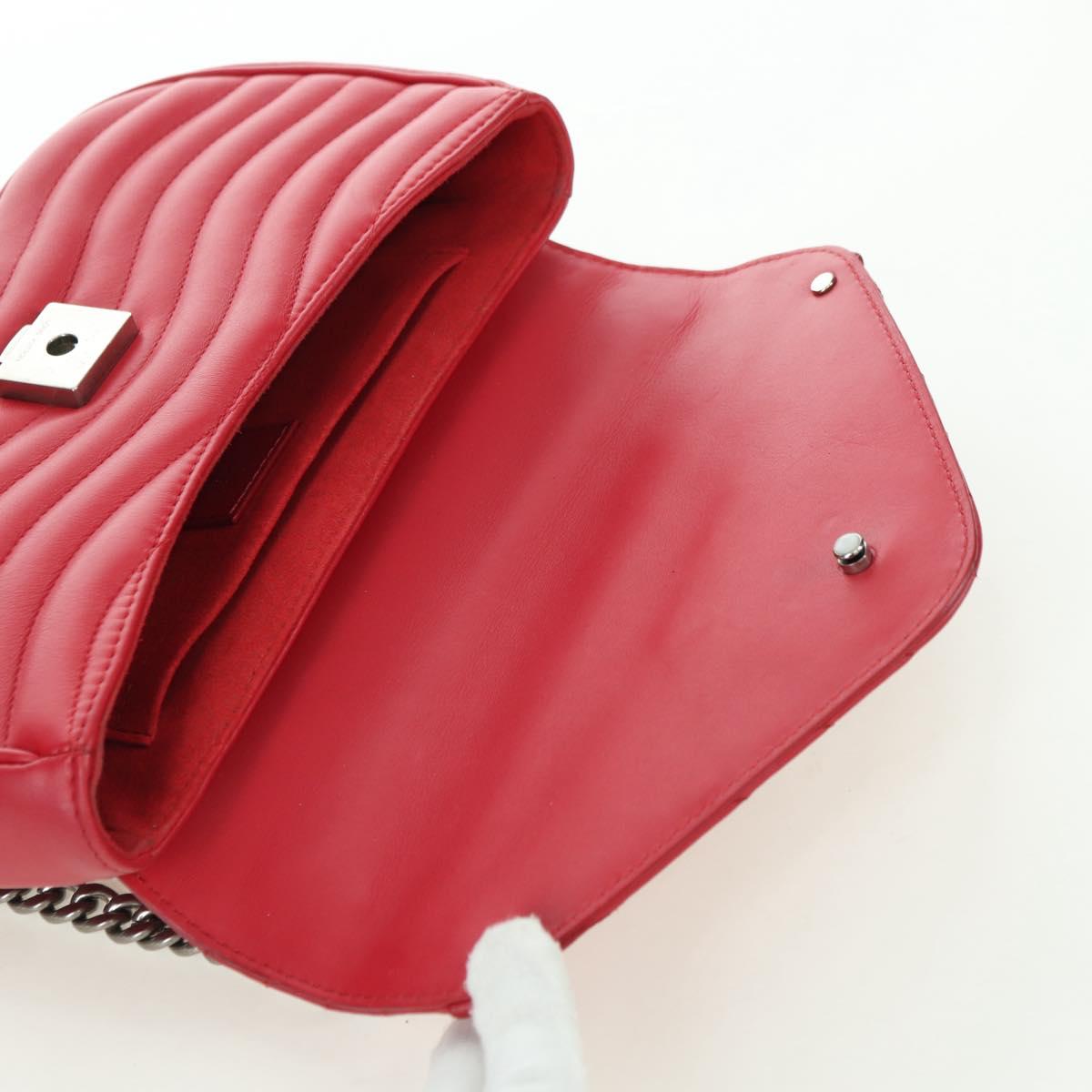LOUIS VUITTON New Wave Chain Bag MM Leather 2way Red M51943 LV Auth YKZ1329A