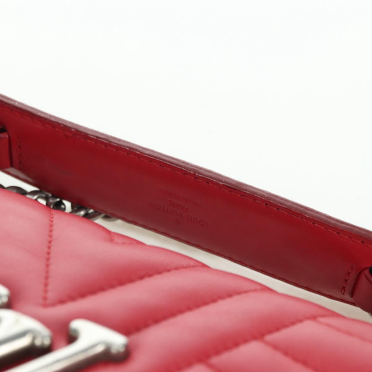 LOUIS VUITTON New Wave Chain Bag MM Leather 2way Red M51943 LV Auth YKZ1329A