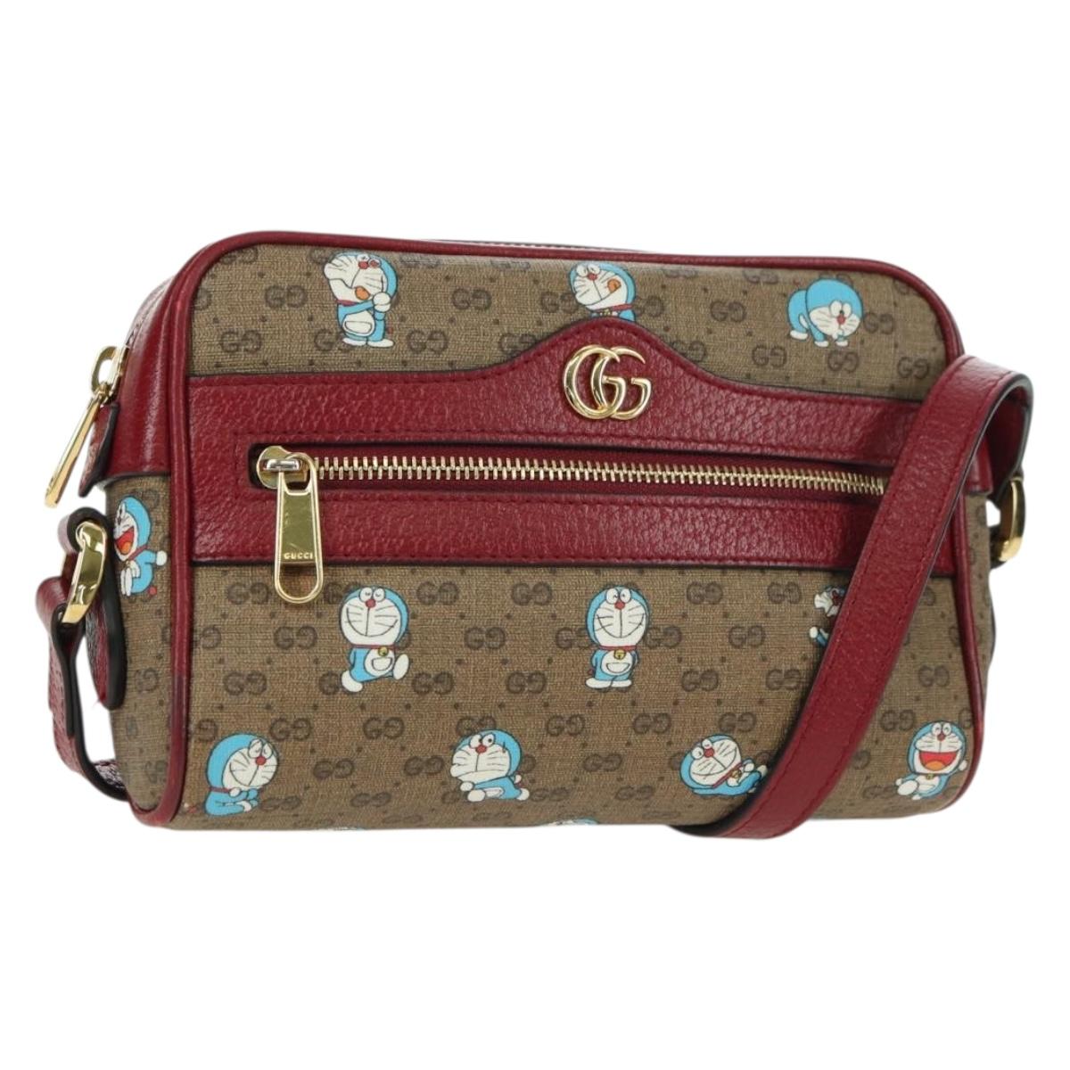 GUCCI Micro GG Supreme Doraemon Shoulder Bag PVC Beige Gold 647784 Auth YKZ1331M