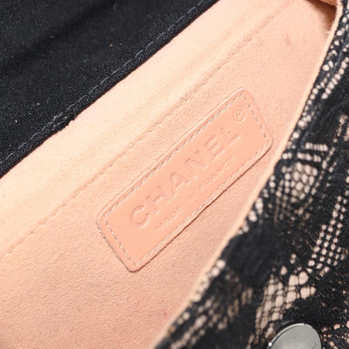CHANEL COCO Mark Clutch Bag Race Beige Silver CC Auth YKZ1333