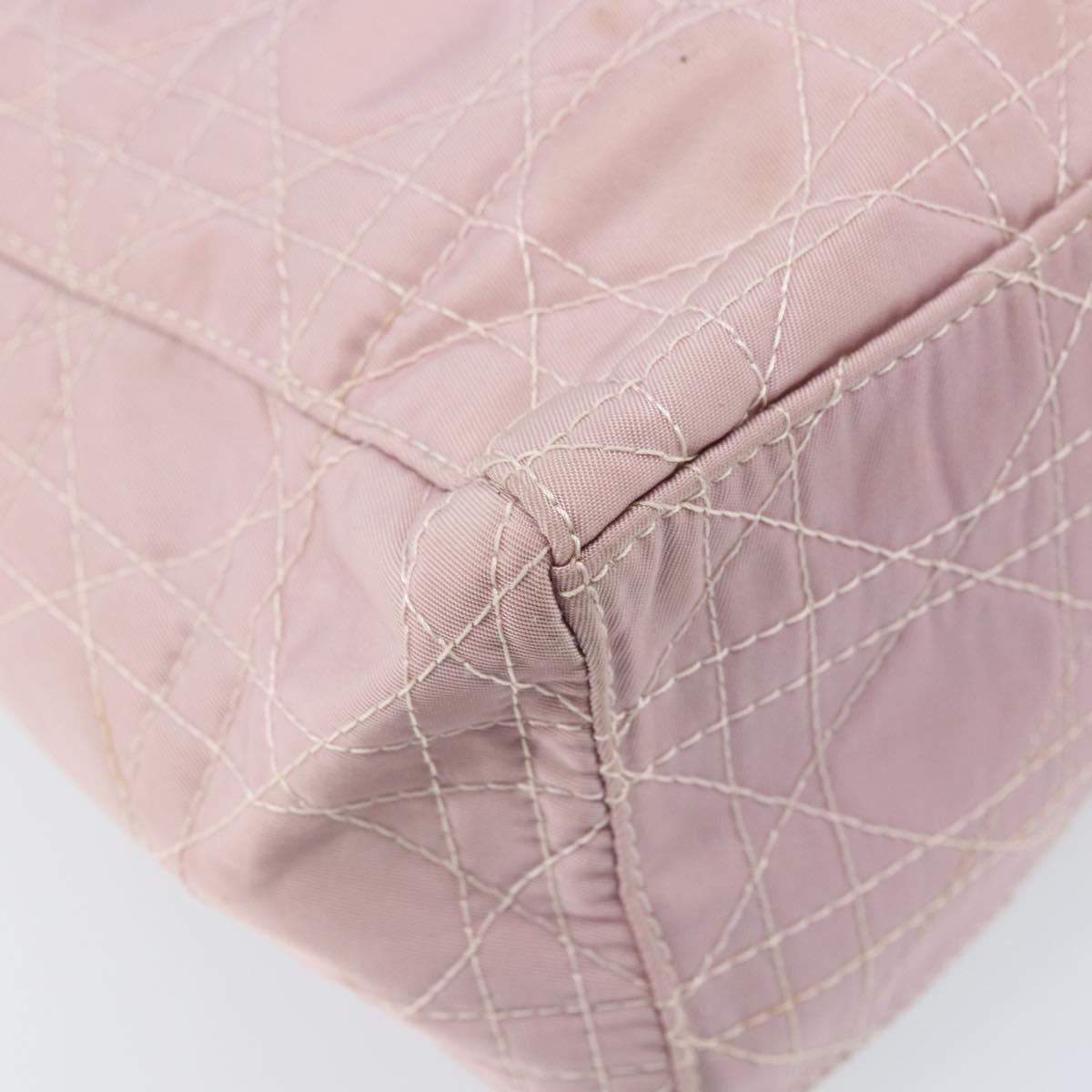 Christian Dior Canage Hand Bag Nylon 2way Pink Silver Auth YKZ135