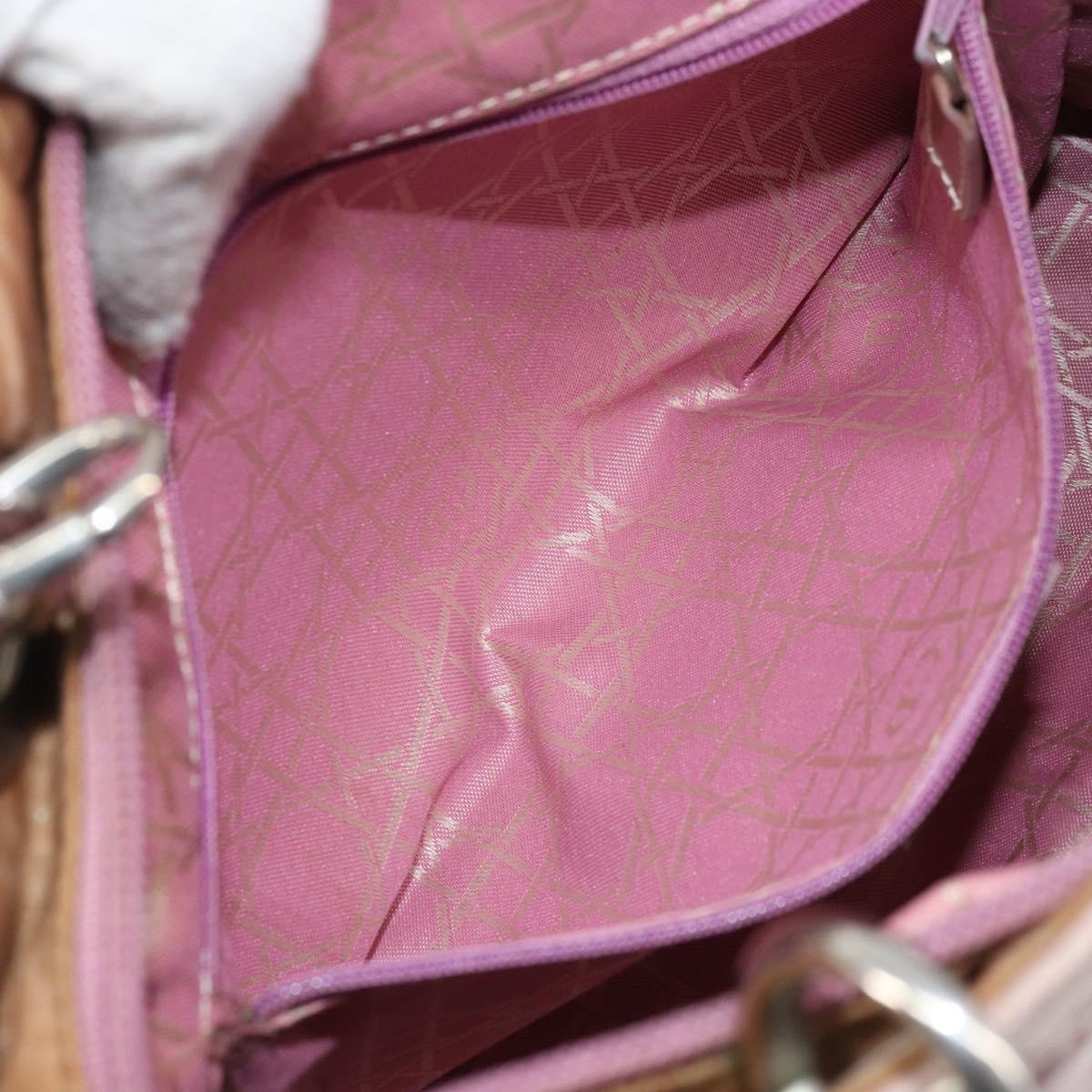 Christian Dior Canage Hand Bag Nylon 2way Pink Silver Auth YKZ135