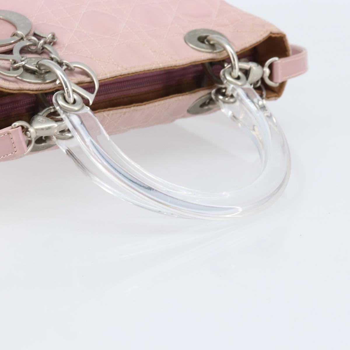 Christian Dior Canage Hand Bag Nylon 2way Pink Silver Auth YKZ135