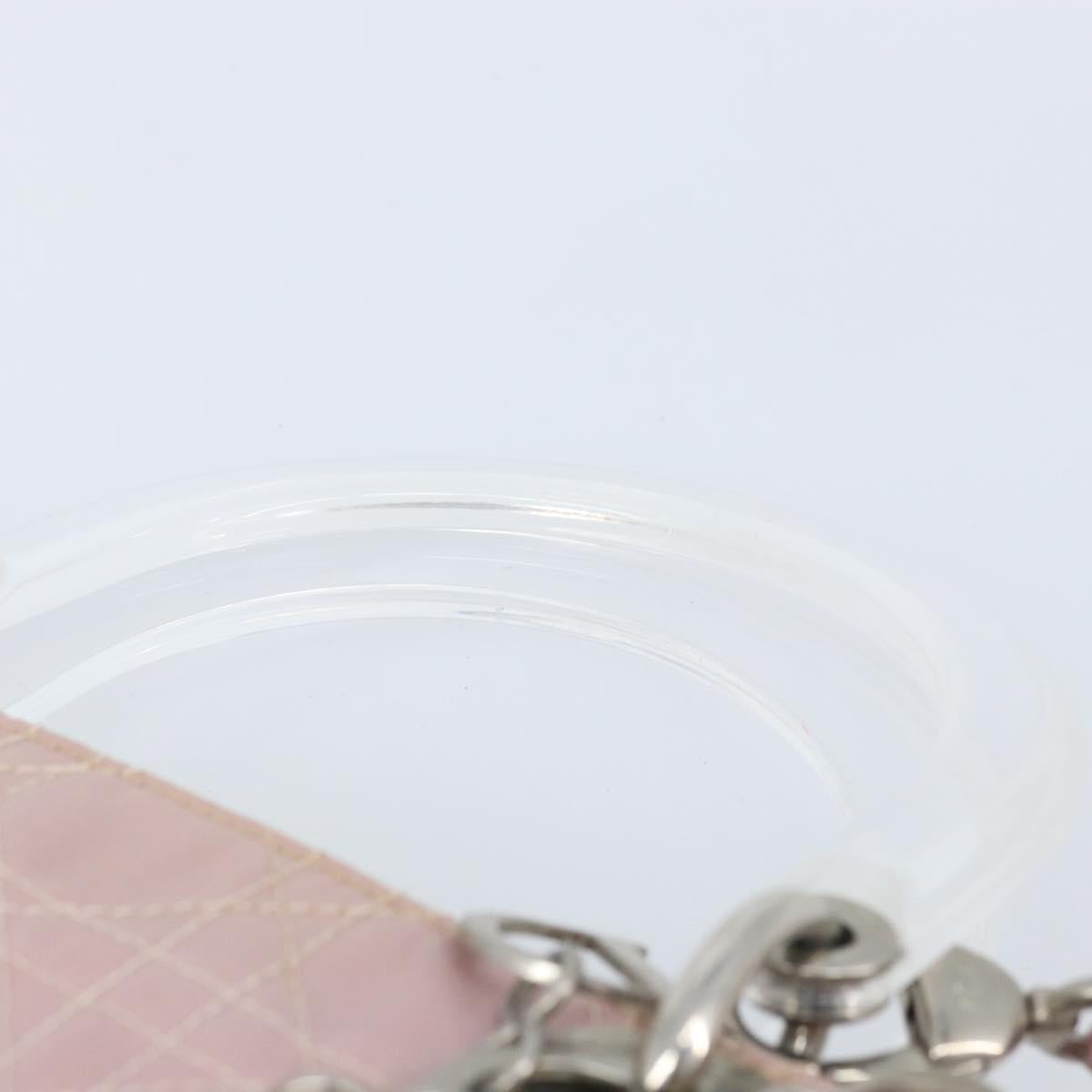 Christian Dior Canage Hand Bag Nylon 2way Pink Silver Auth YKZ135