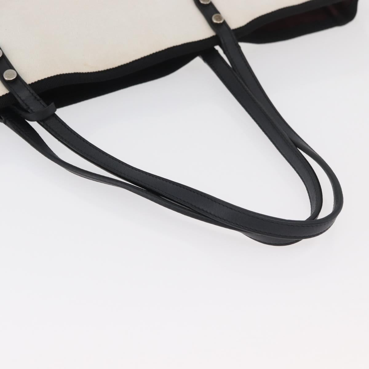 CHANEL Ladies First Tote Bag Canvas White Silver CC Auth YKZ1356A