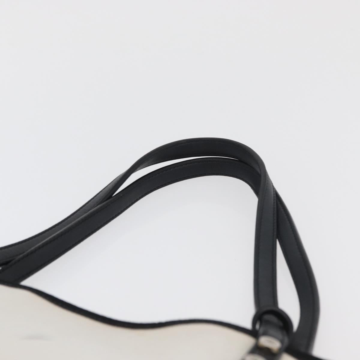 CHANEL Ladies First Tote Bag Canvas White Silver CC Auth YKZ1356A