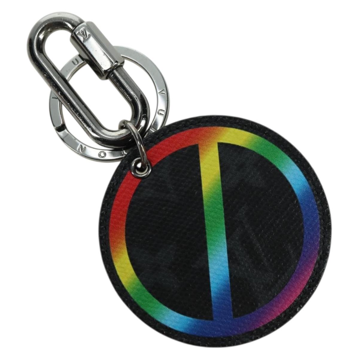 LOUIS VUITTON Monogram Eclipse Porte Cles Round Rainbow MP2465 LV Auth YKZ1382M