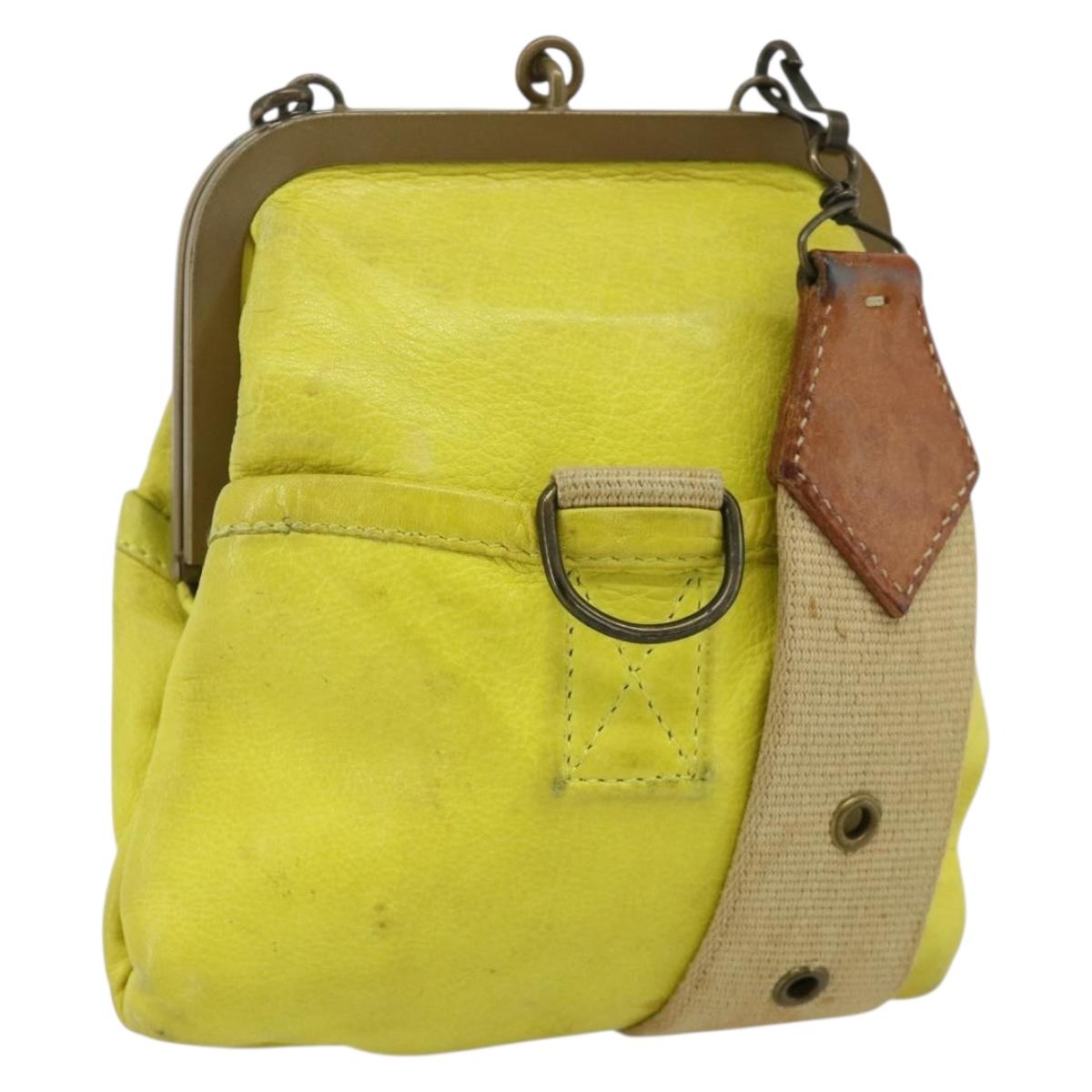 Miu Miu Shoulder Bag Leather Yellow Auth YKZ1393