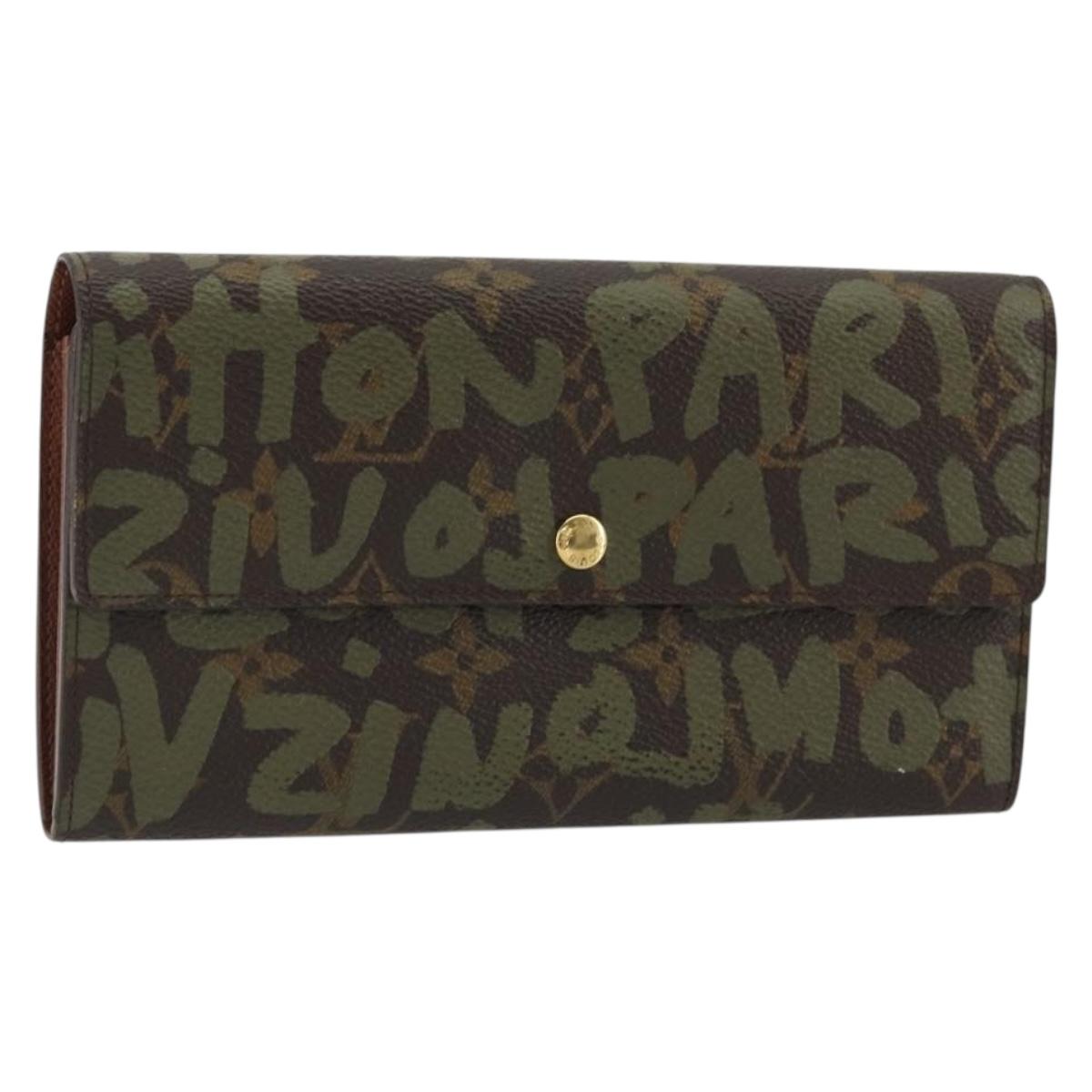 LOUIS VUITTON Graffiti Porte Monnaie Credit Wallet Khaki M92188 LV Auth YKZ1398A