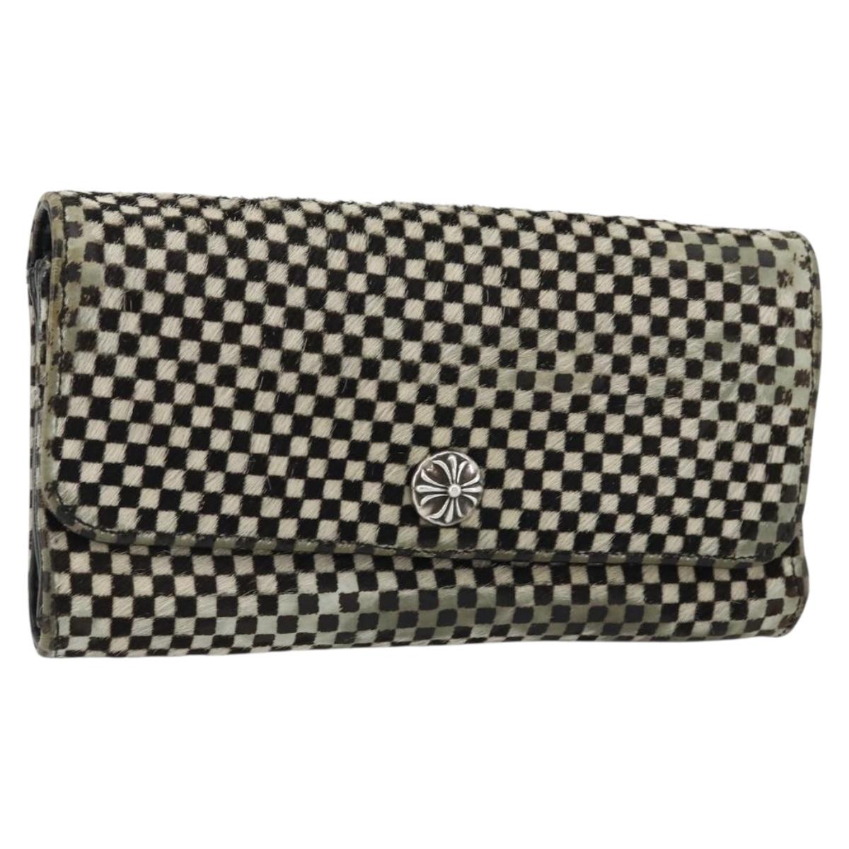 Chrome Hearts JUDY Long Wallet Harako leather Black White Auth YKZ1399A