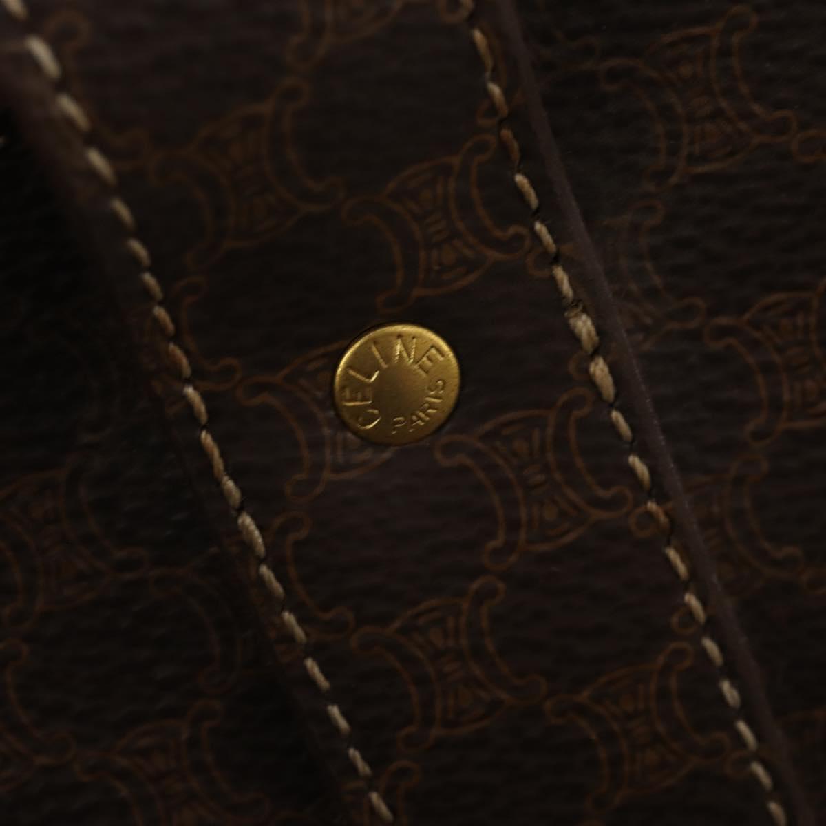 CELINE Macadam Canvas Tote Bag PVC Leather Brown Gold Auth YKZ139A