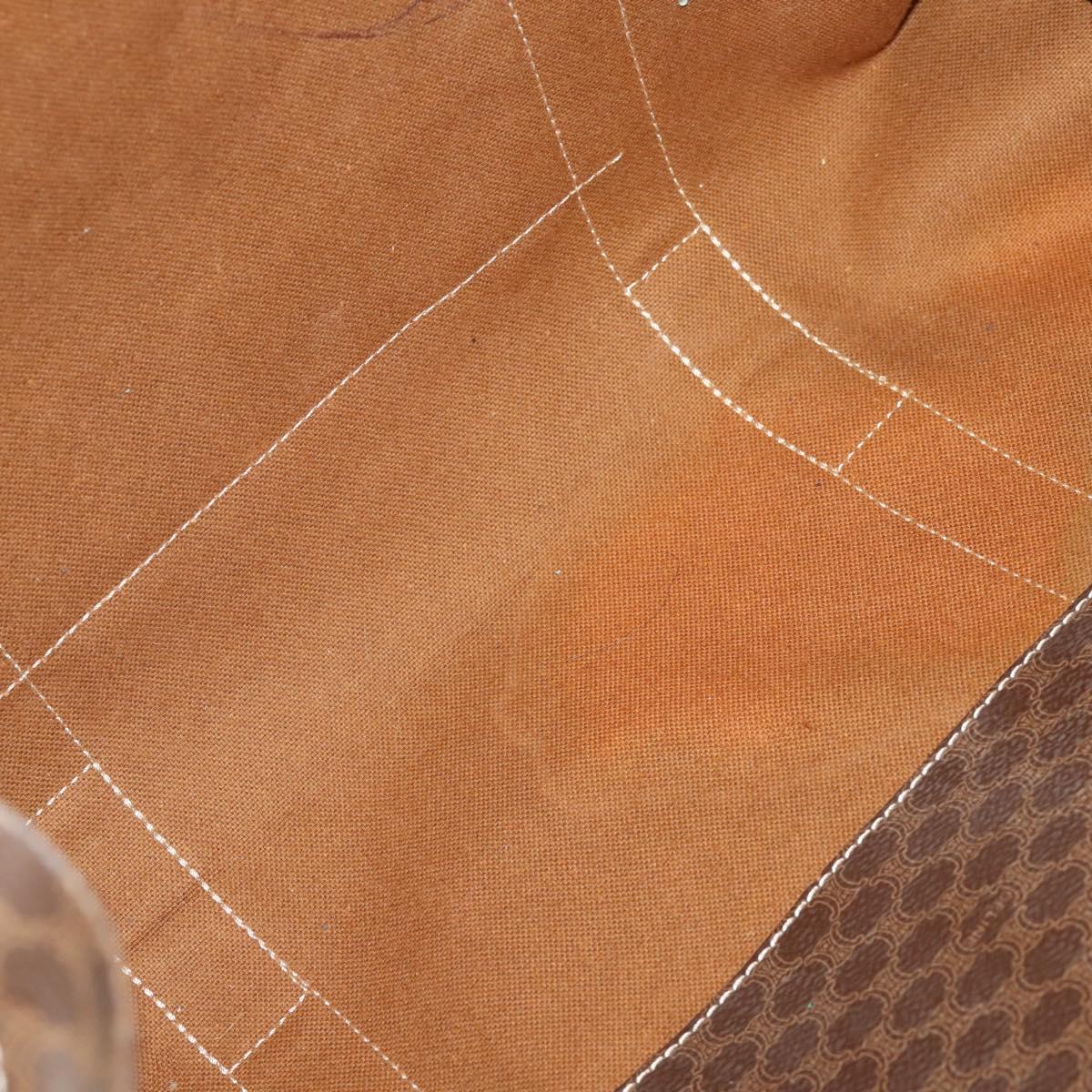 CELINE Macadam Canvas Tote Bag PVC Leather Brown Gold Auth YKZ139A