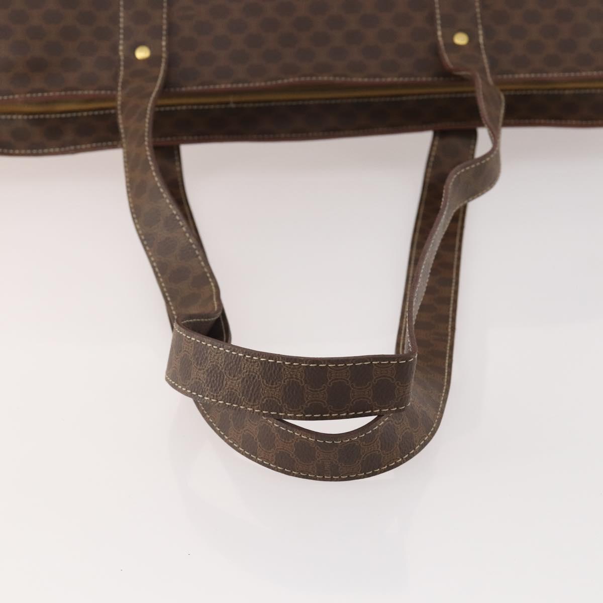 CELINE Macadam Canvas Tote Bag PVC Leather Brown Gold Auth YKZ139A