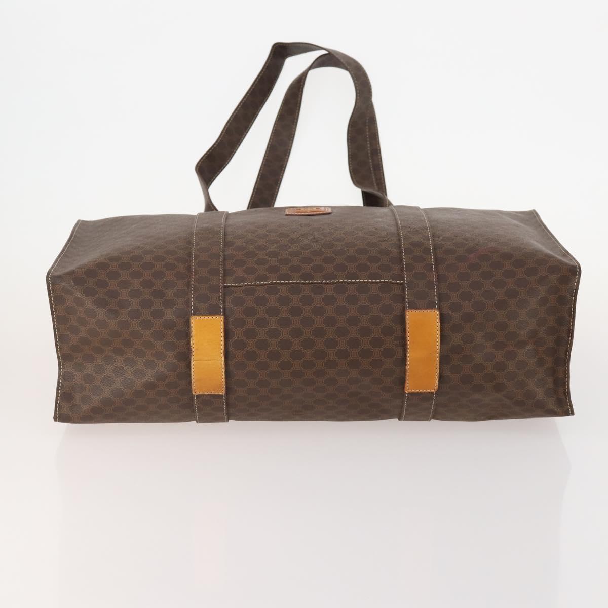 CELINE Macadam Canvas Tote Bag PVC Leather Brown Gold Auth YKZ139A