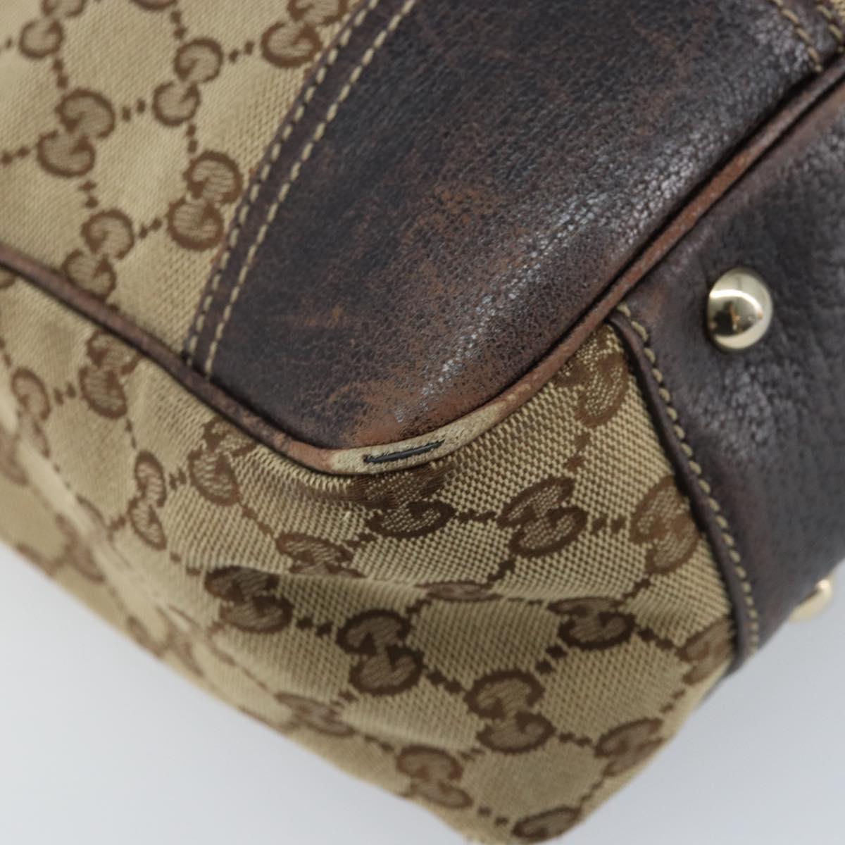 GUCCI GG Canvas Web Sherry Line Tote Bag Beige Gold 163805 Auth YKZ141