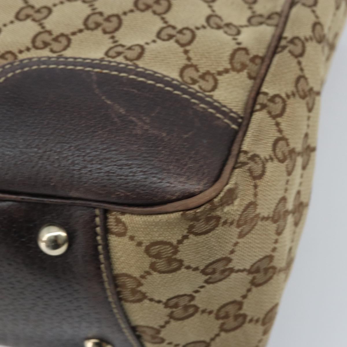 GUCCI GG Canvas Web Sherry Line Tote Bag Beige Gold 163805 Auth YKZ141