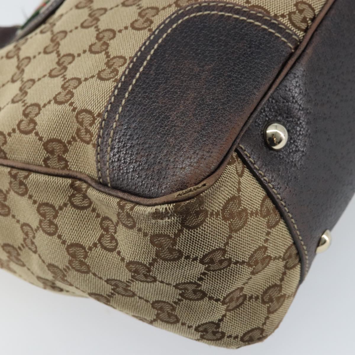 GUCCI GG Canvas Web Sherry Line Tote Bag Beige Gold 163805 Auth YKZ141