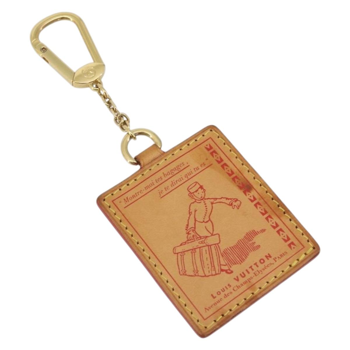 LOUIS VUITTON Porte Cles VVN Key Holder Leather Beige Gold LV Auth YKZ1417