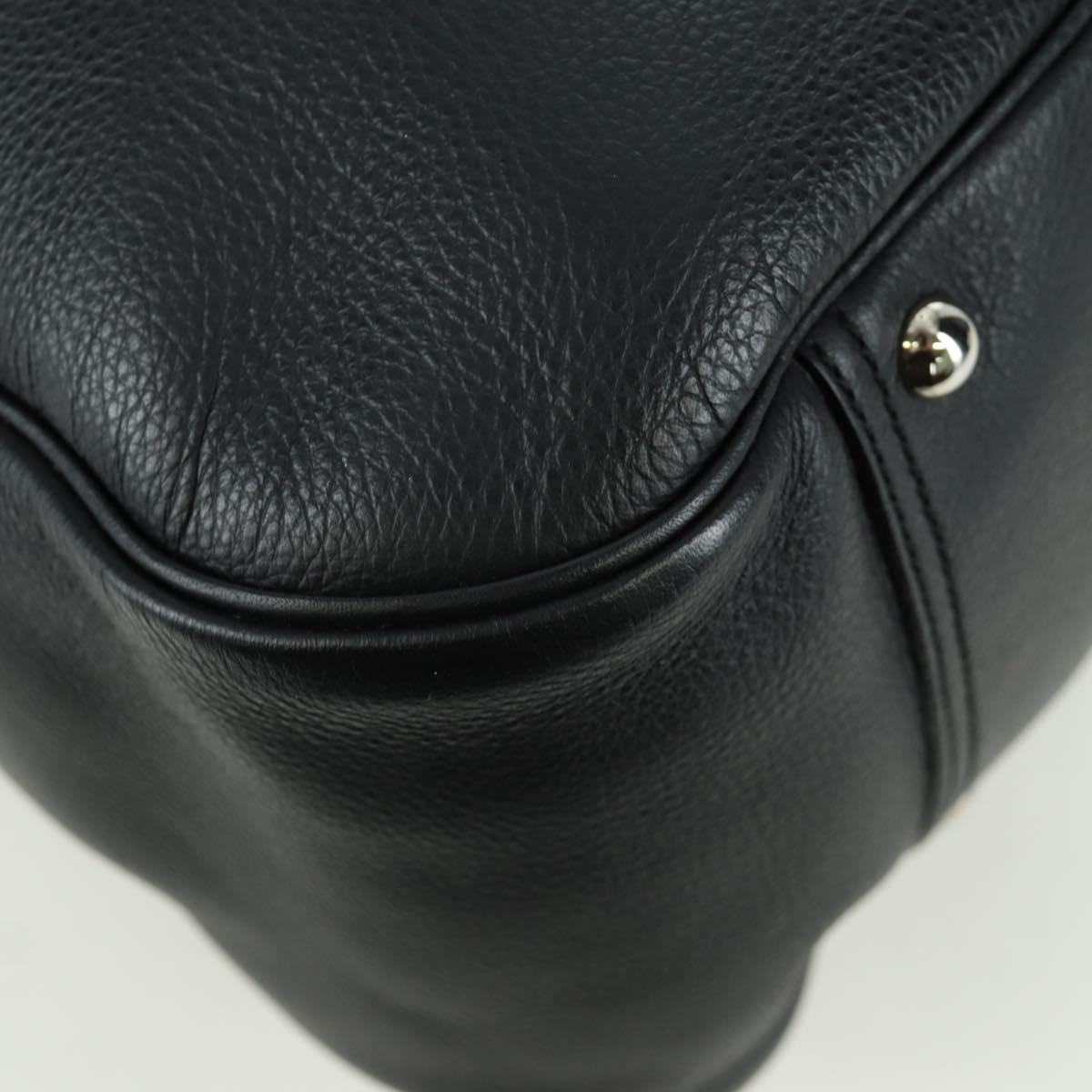 SAINT LAURENT Hand Bag Leather Black Silver Auth YKZ145A