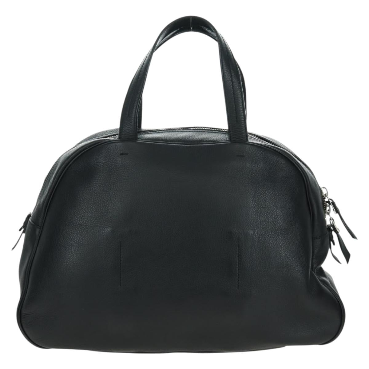 SAINT LAURENT Hand Bag Leather Black Silver Auth YKZ145A