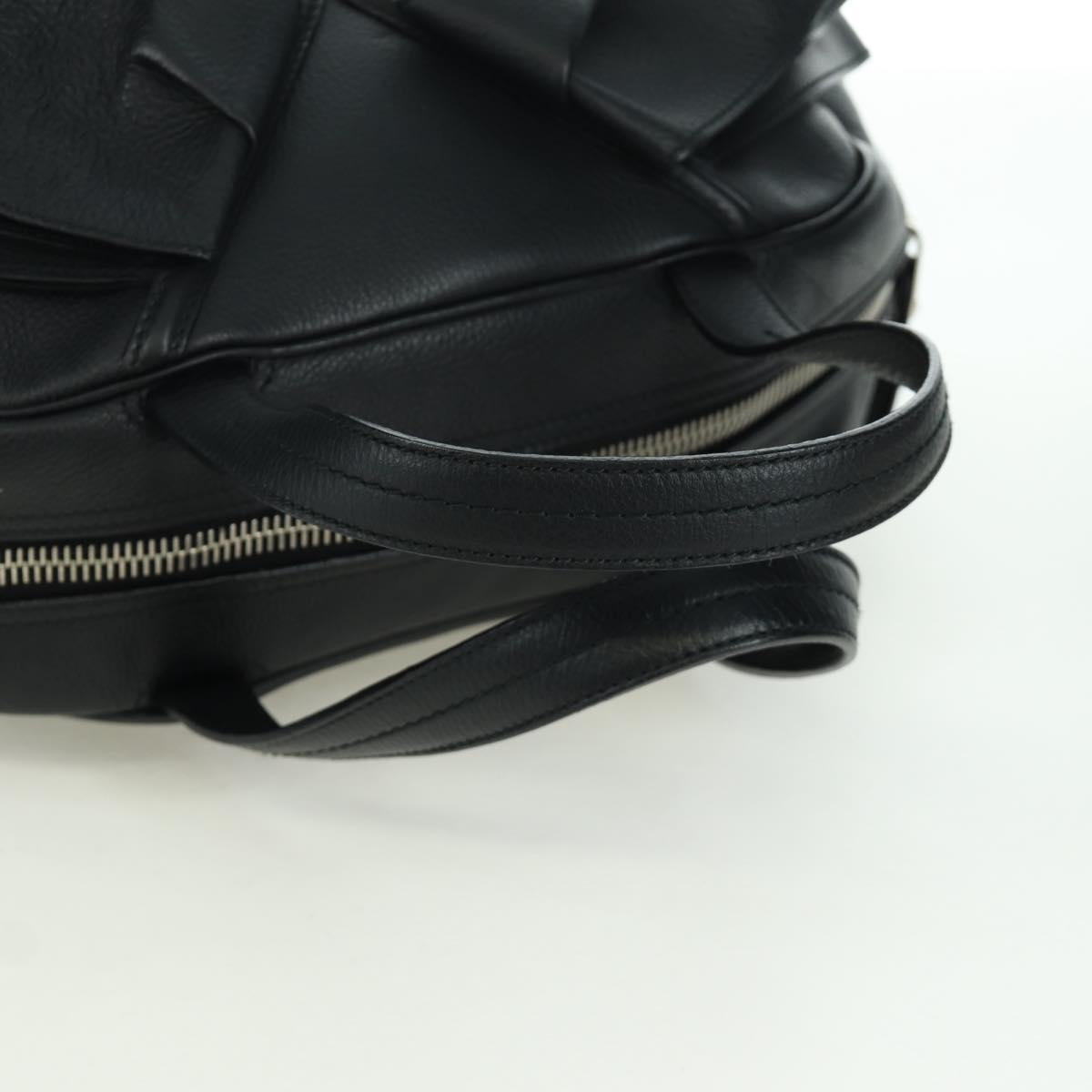 SAINT LAURENT Hand Bag Leather Black Silver Auth YKZ145A