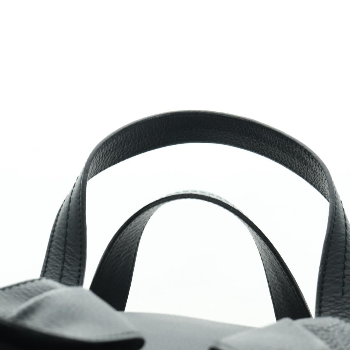 SAINT LAURENT Hand Bag Leather Black Silver Auth YKZ145A