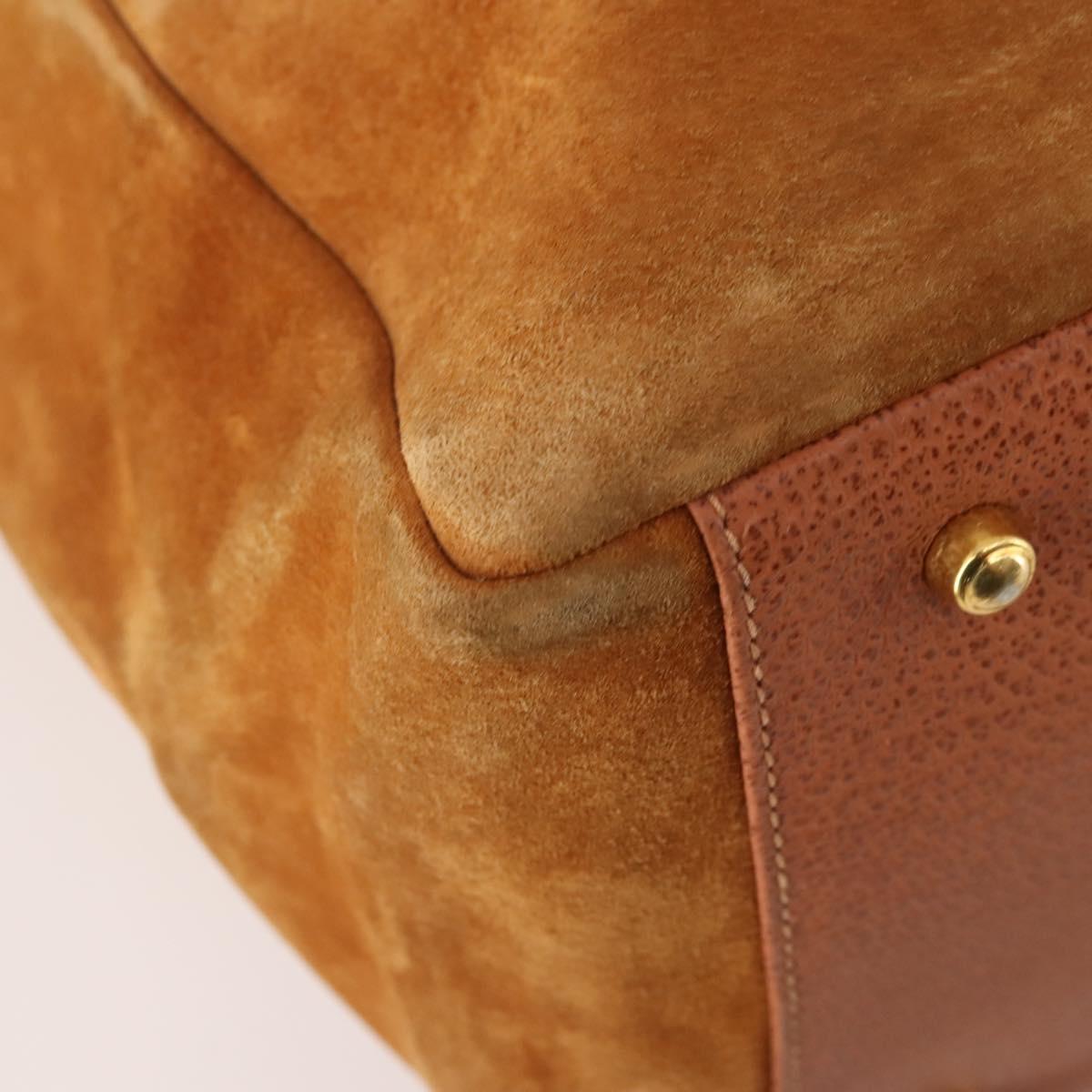 GUCCI Tote Bag Suede Brown Gold 002 58 0233 Auth YKZ146
