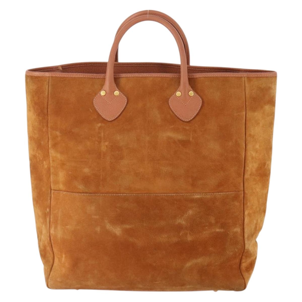 GUCCI Tote Bag Suede Brown Gold 002 58 0233 Auth YKZ146