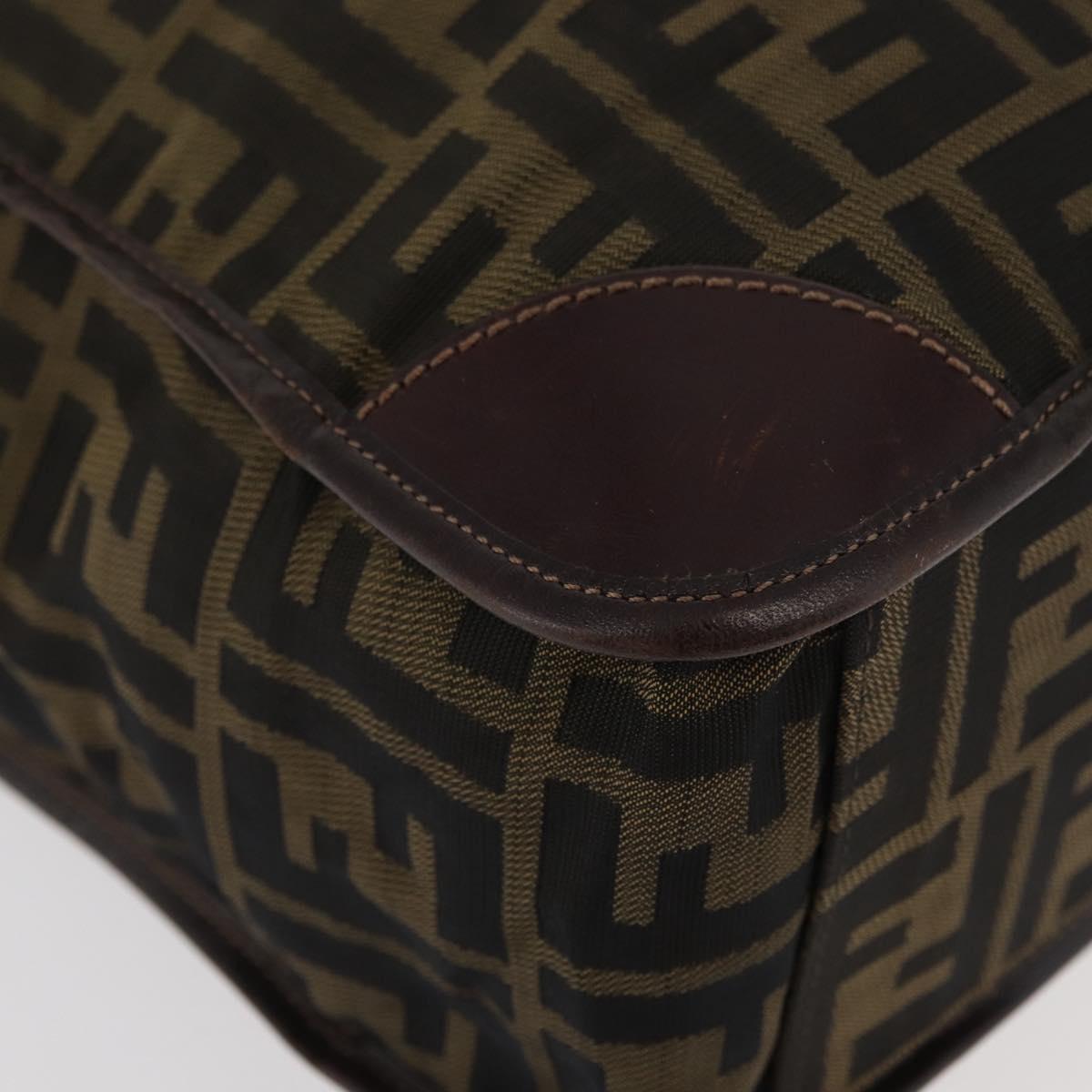 FENDI Zucca Canvas Hand Bag Brown Black Auth YKZ1462
