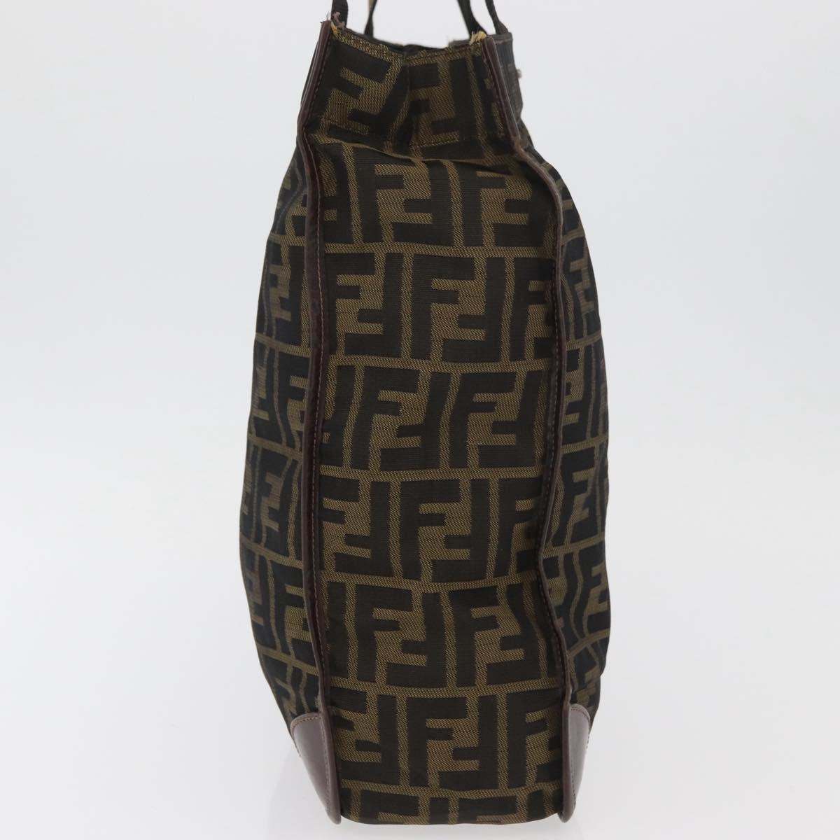 FENDI Zucca Canvas Hand Bag Brown Black Auth YKZ1462