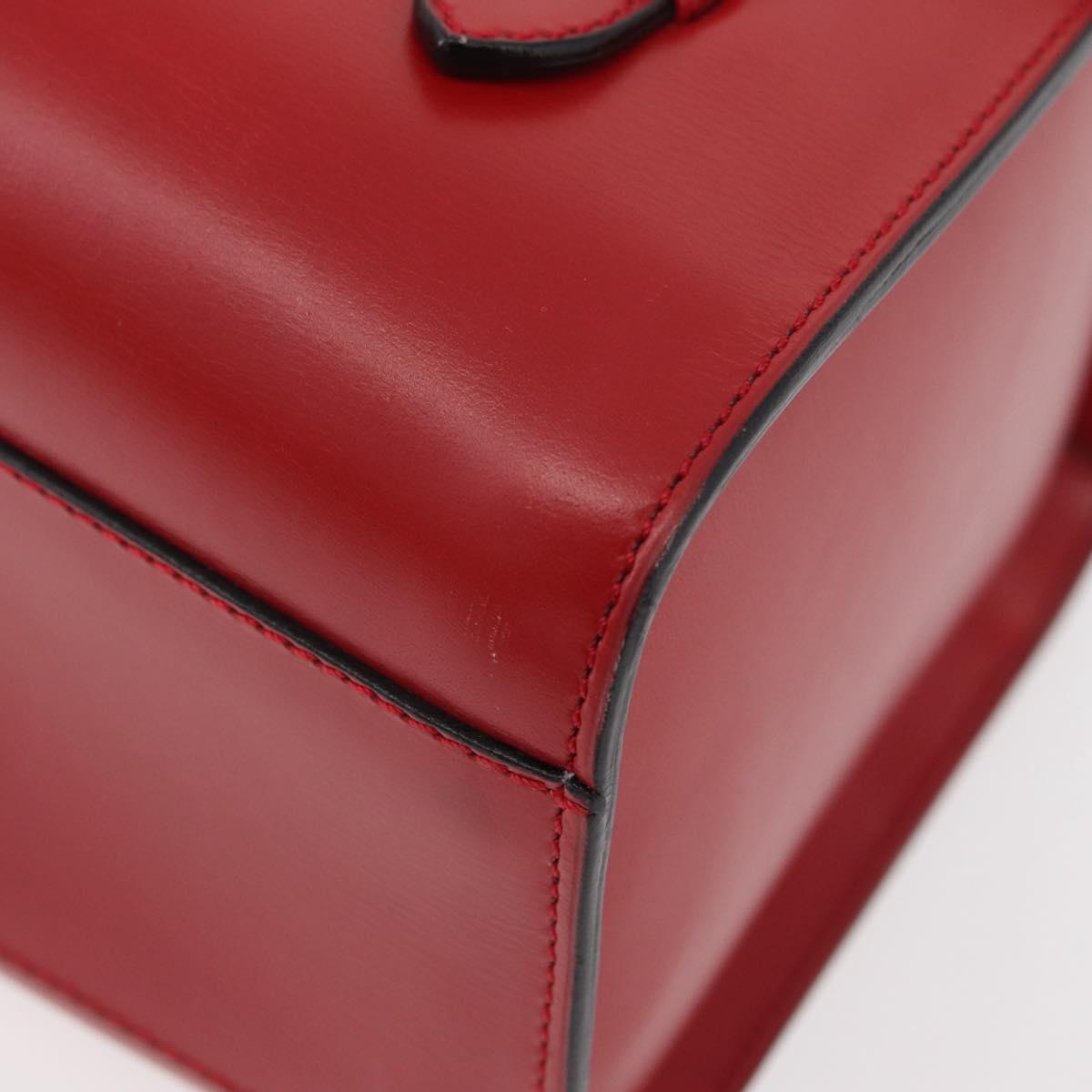 CELINE Hand Bag Leather Red Gold Auth YKZ1471A