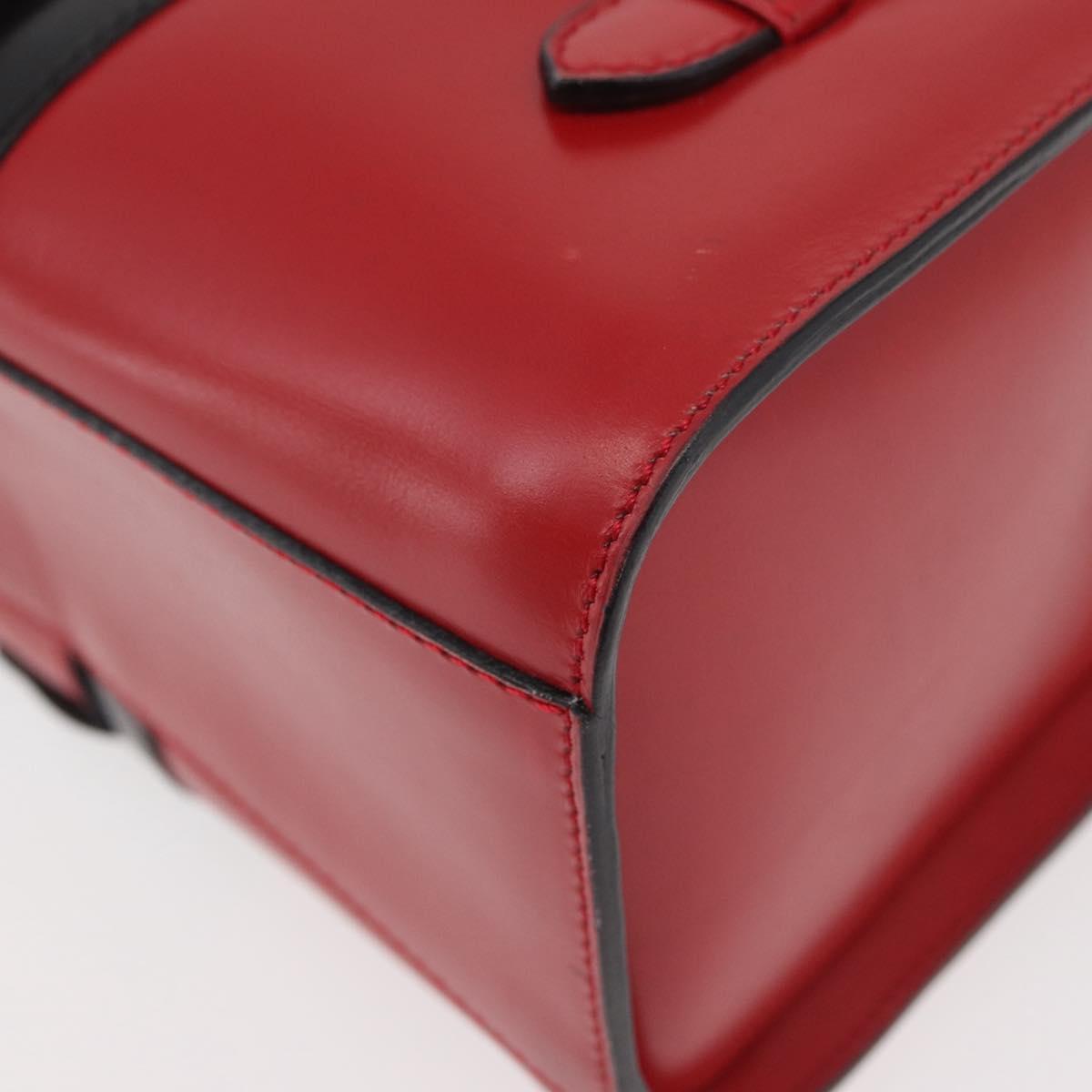 CELINE Hand Bag Leather Red Gold Auth YKZ1471A