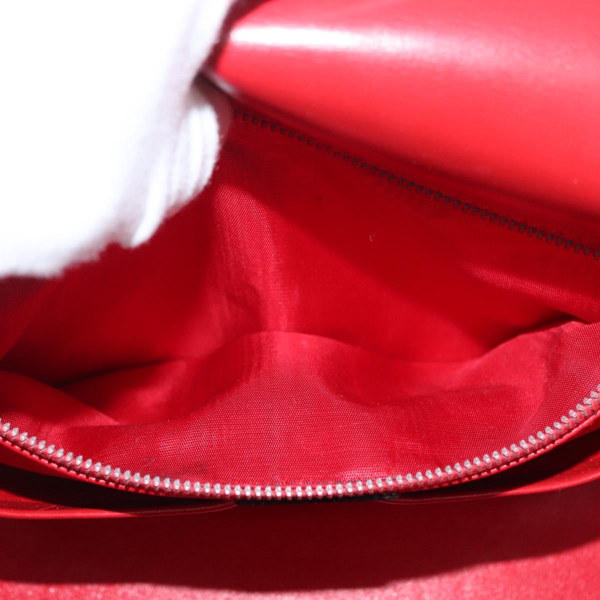 CELINE Hand Bag Leather Red Gold Auth YKZ1471A
