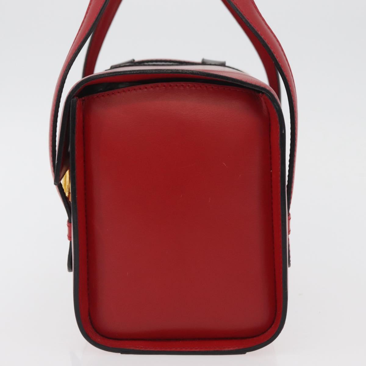 CELINE Hand Bag Leather Red Gold Auth YKZ1471A