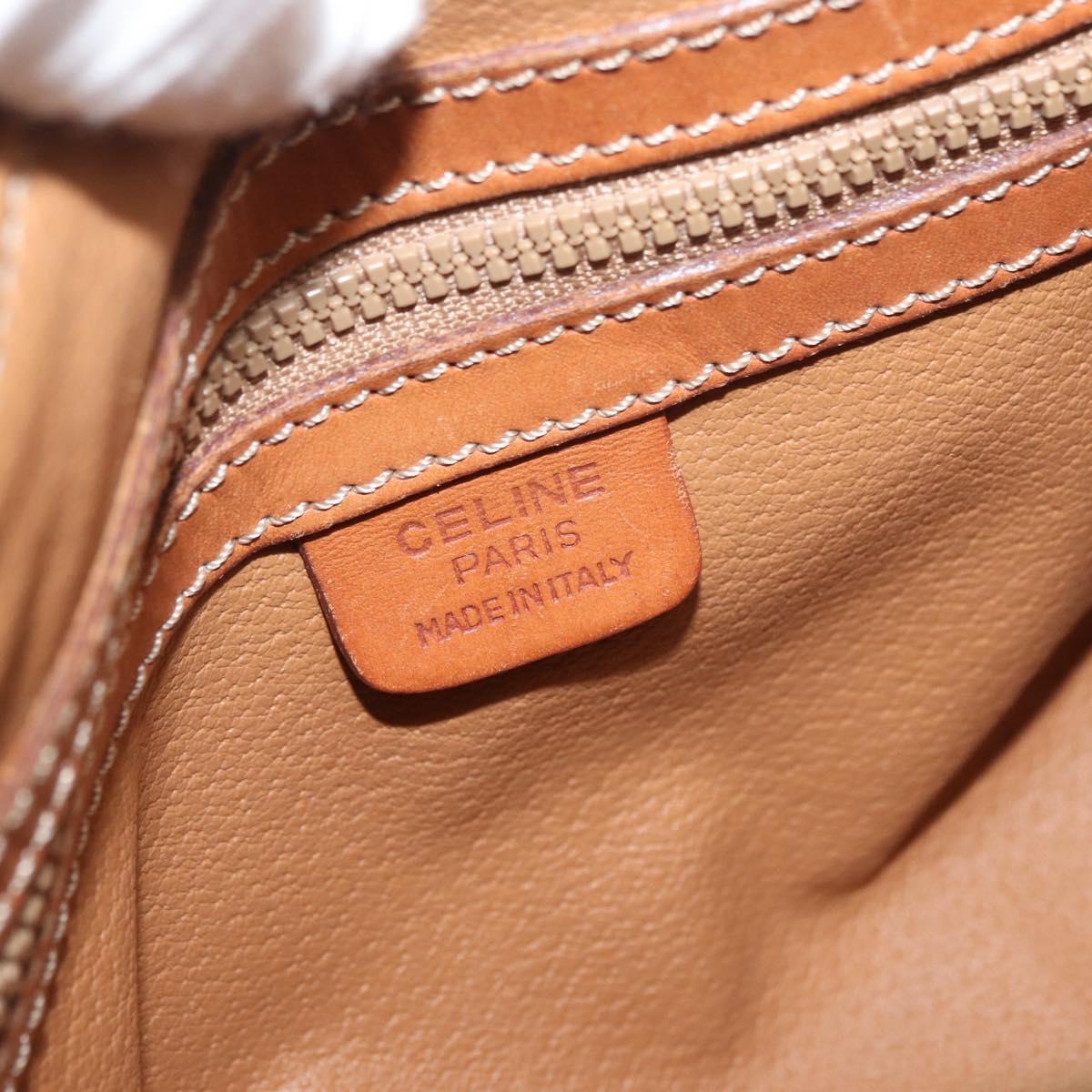 CELINE Macadam Canvas Shoulder Bag PVC Leather Brown Gold Auth YKZ1480