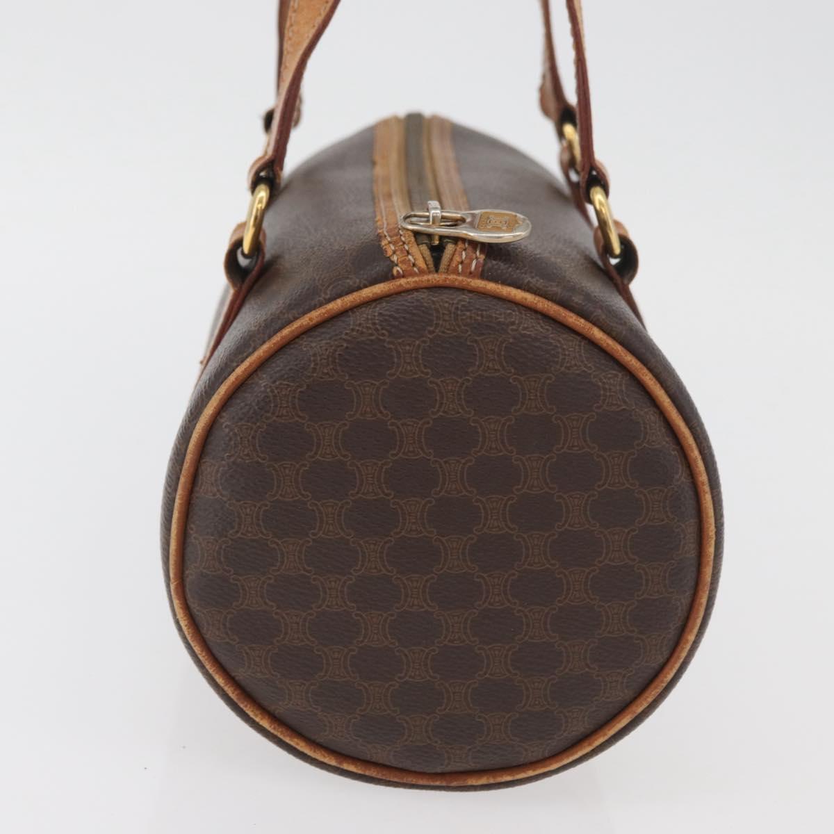CELINE Macadam Canvas Shoulder Bag PVC Leather Brown Gold Auth YKZ1480
