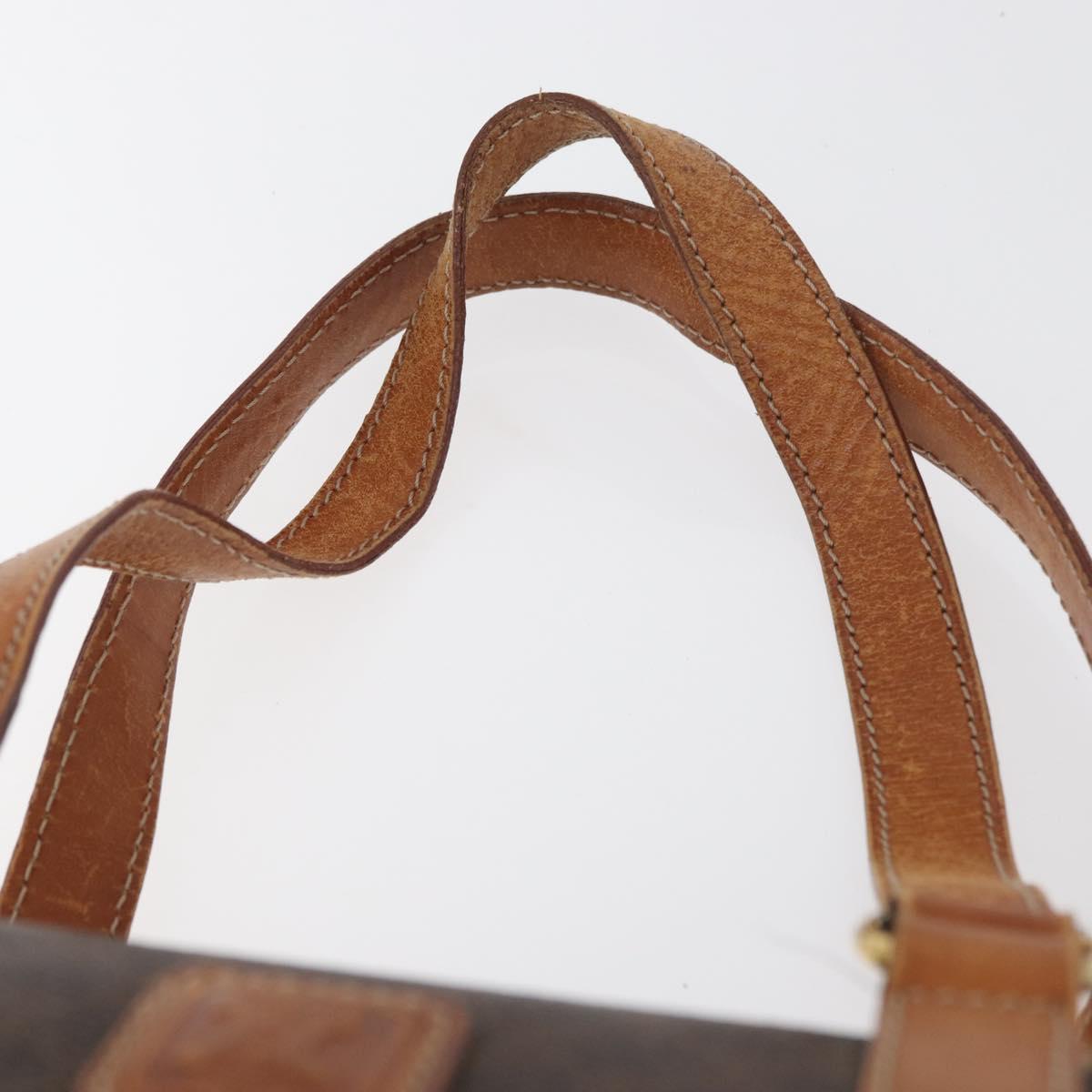 CELINE Macadam Canvas Shoulder Bag PVC Leather Brown Gold Auth YKZ1480