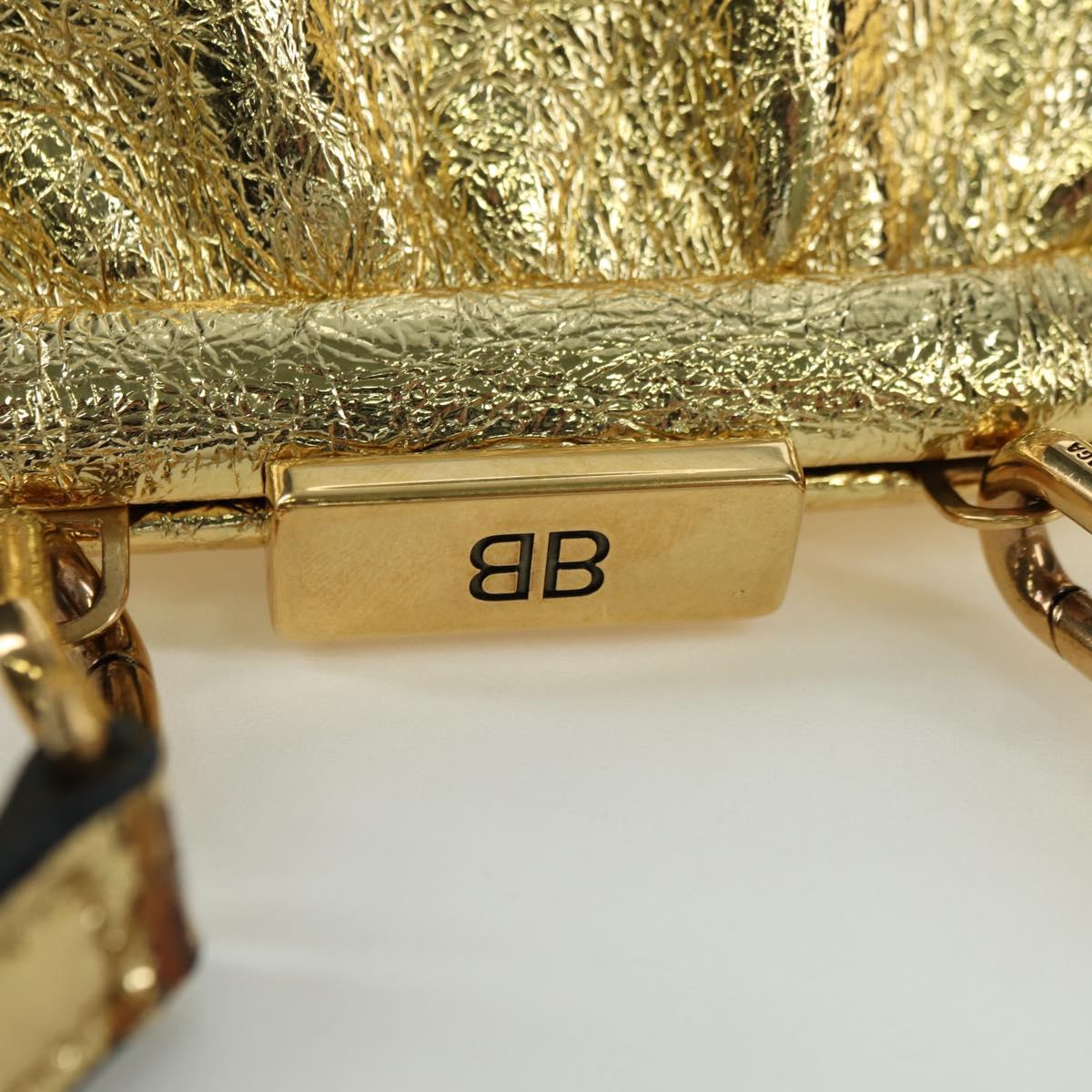 BALENCIAGA Cloud Coin Shoulder Bag Leather Gold 618915 Auth YKZ1511A