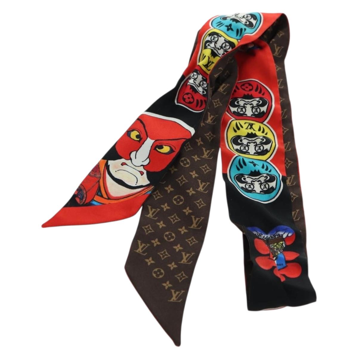 LOUIS VUITTON Yamamoto Hirosai Bando BB Scarf Silk Red MP1942 LV Auth YKZ1516