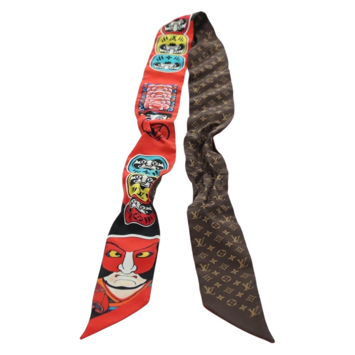 LOUIS VUITTON Yamamoto Hirosai Bando BB Scarf Silk Red MP1942 LV Auth YKZ1516
