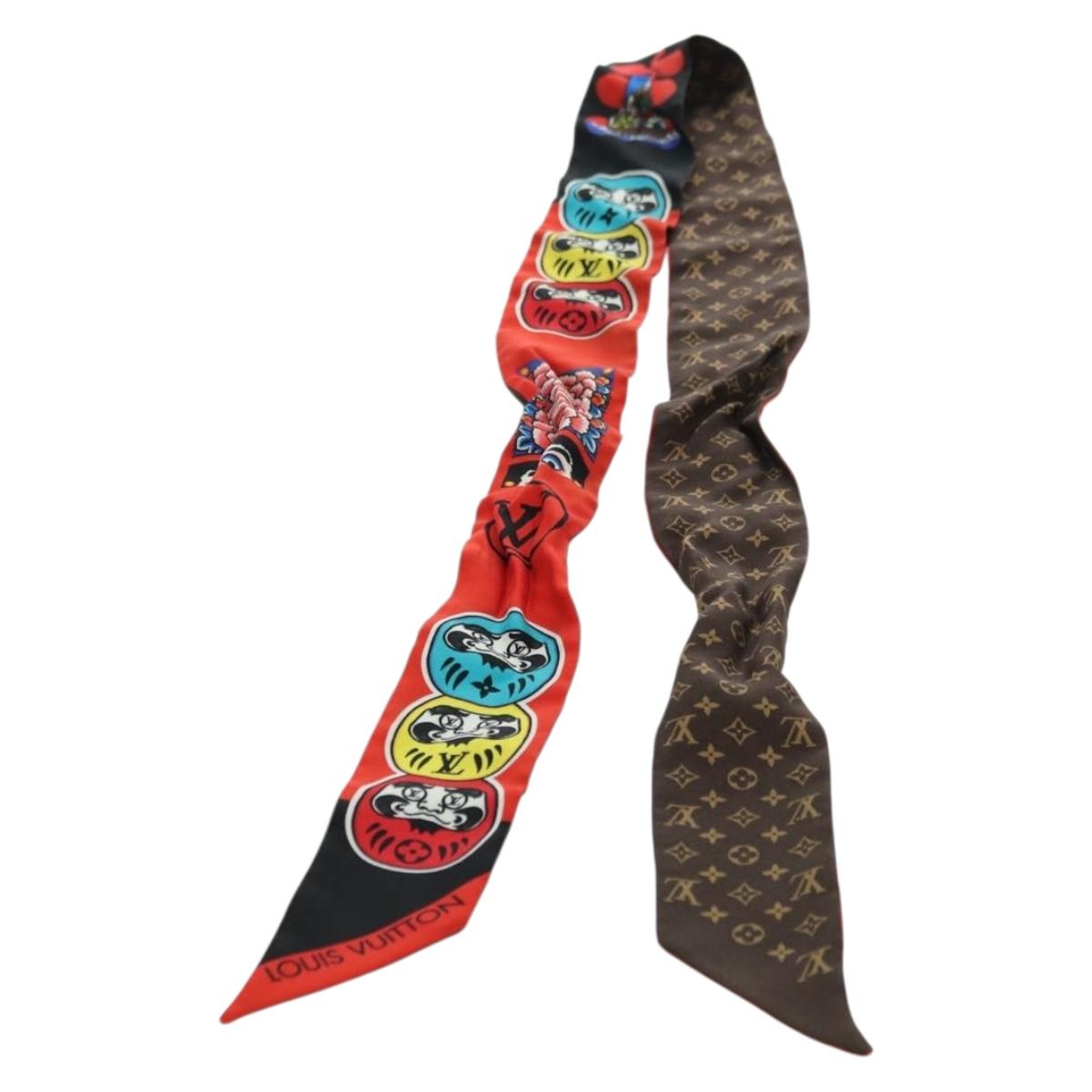 LOUIS VUITTON Yamamoto Hirosai Bando BB Scarf Silk Red MP1942 LV Auth YKZ1516